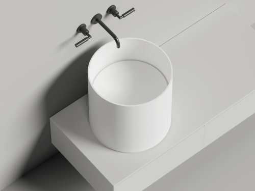 Раковина из искусственного камня S-Stone Salini ARMONIA 130423TM 50х50 накладная цвет белый 1 отверстие под смеситель - фото 2